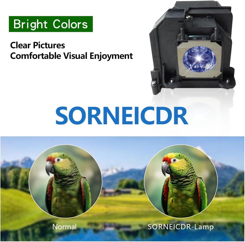 SORNEICDR EL PLP71/V13H010L71 Replacement Projector Lamp Bulb with Housing Compatible with EPSON BrightLink 475Wi 485Wi 480i, PowerLite 485W 480 475W 470, EB-485Wi EB-485W EB-480E EB-480 EB-475Wi - Image 3